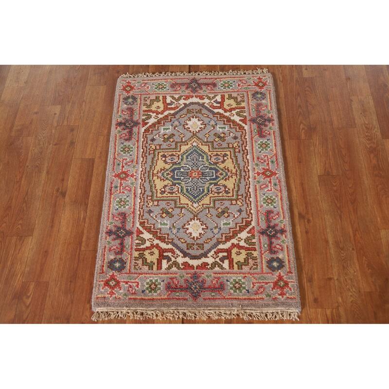 Heriz Serapi Oriental Rug Handmade Grey Wool Carpet - 2'0"x 3'0"