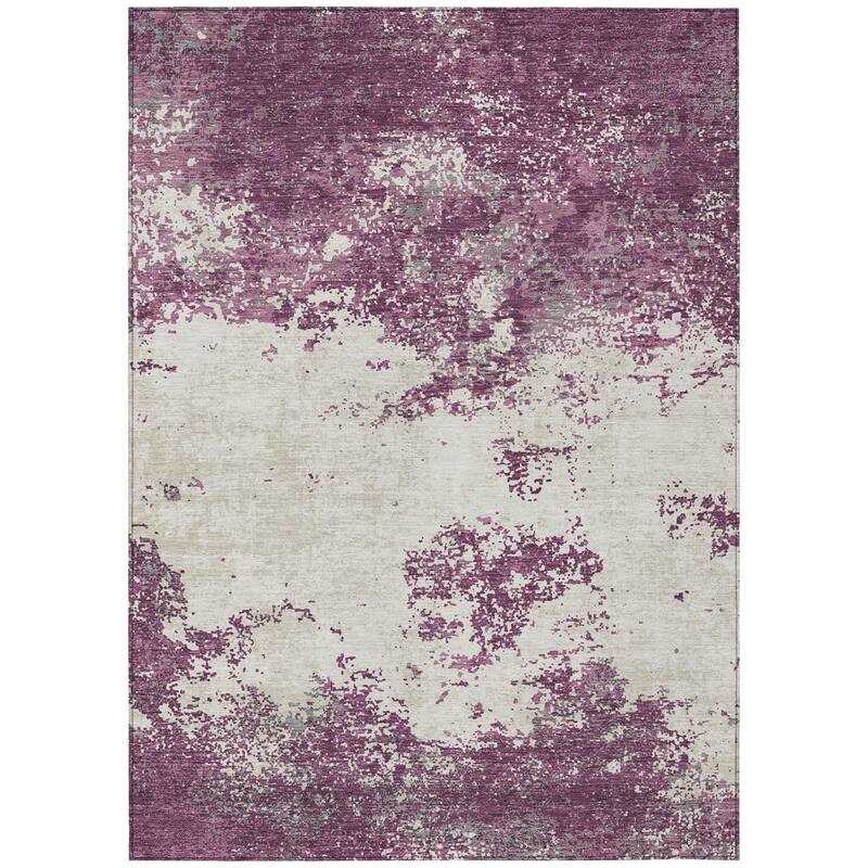 Machine Washable Indoor/ Outdoor Abstract Pixels Chantille Rug