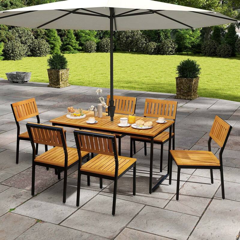 Patio Dining Chair Outdoor Armless Chairs All-Weather Bistro Chairs