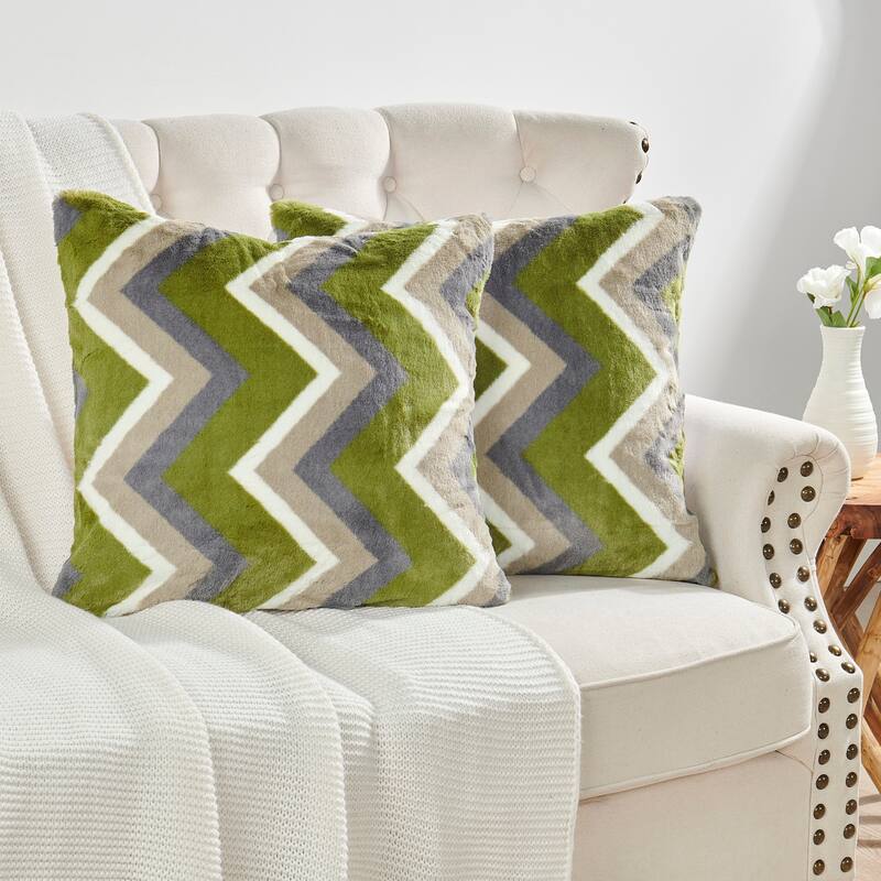 FauxFur Chevron Pillow Shell 2 Piece Set, NO INSERT