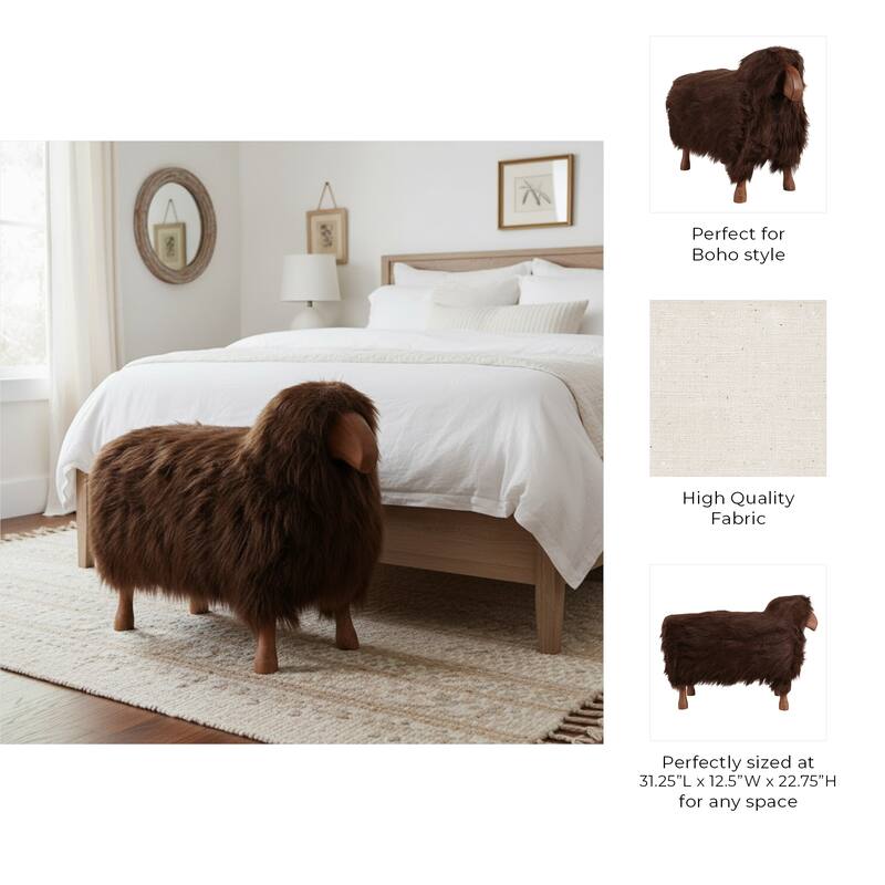 Fabric Wood Figurine with Casual Style and Decorative Wooden Accent