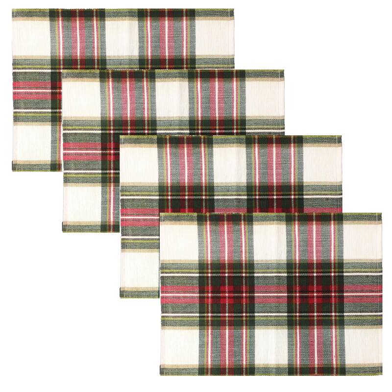 Fabstyles Celebration Plaid High Quality Cotton Placemats Set of 4 - 13"x19" - Set of 4
