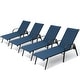 preview thumbnail 37 of 49, VredHom Outdoor Patio Adjustable Chaise Lounges Chairs with Arms (Set of 2/4 ) NavyBlue - 4PC
