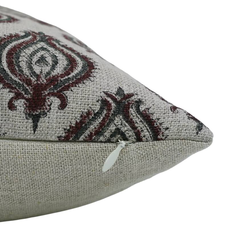 Linen Farmhouse Block print pillow Cover-Uday