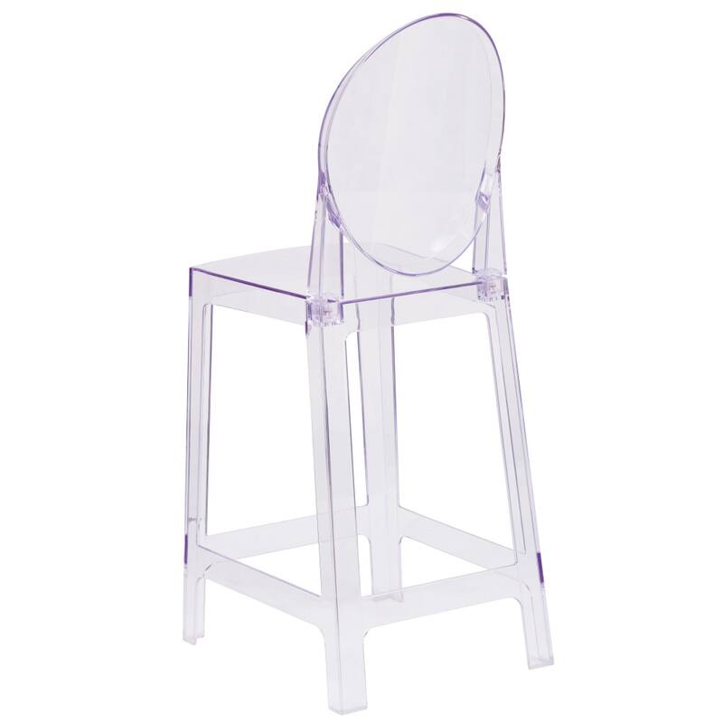 4 PK Counter Stool with Oval Back in Transparent Crystal - Wedding Chairs