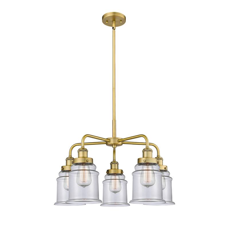 Innovations Lighting Canton - 5 Light 24" Stem Hung Chandelier - Clear/Brushed Brass