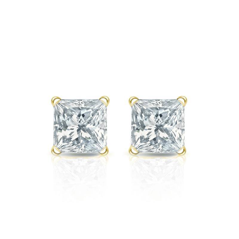 Auriya 18-karat Gold Lab Grown 0.40 carat TDW Princess Diamond Stud Earrings 4-Prong Martini Push-back