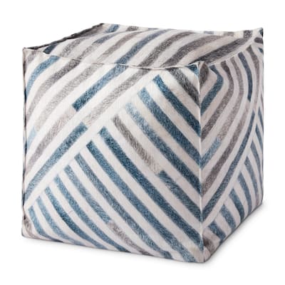 Alexander Home Bryce Faux Fur Striped Pouf