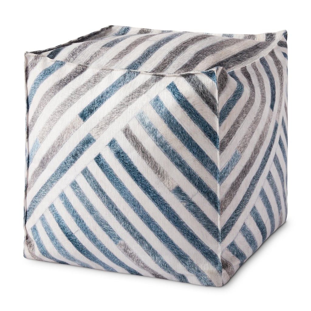 Alexander Home Bryce Faux Fur Striped Pouf