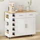 preview thumbnail 1 of 17, Mobile Kitchen Island Cart with Storage Cabinets, Wine Rack, Spice Rack, Towel Holder，for Organizing Kitchens & Meal Prep