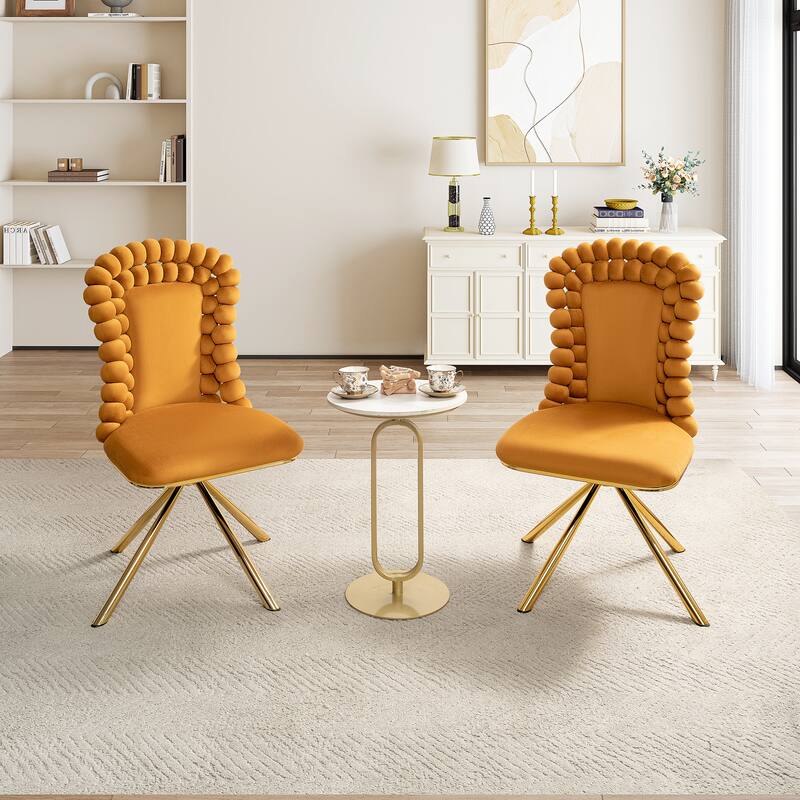 Swivel Velvet Dining Chairs Set of 2, Accent Chairs with Metal Legs
