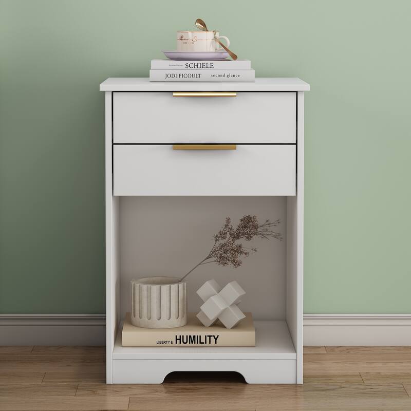 Side Table Nightstand End Table with Open Shelf, Coffee Table File Cabinet Accent Cabinet with Drawers