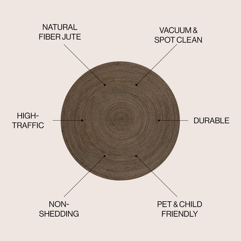 JONATHAN Y Abyss Braided Coastal Cottage Round Jute Area Rug