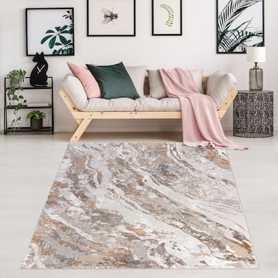 Elite Collection Grey/Beige Transitional Area Rug
