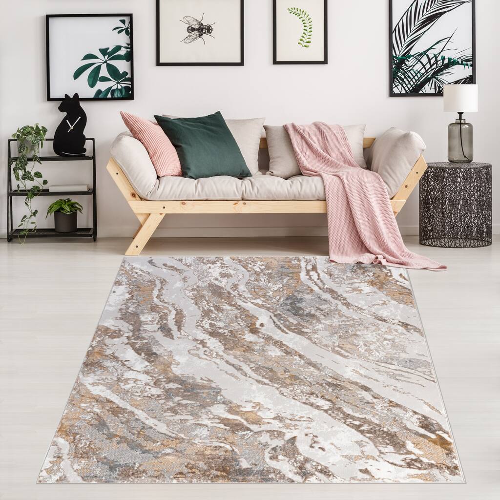 Elite Collection Grey/Beige Transitional Area Rug