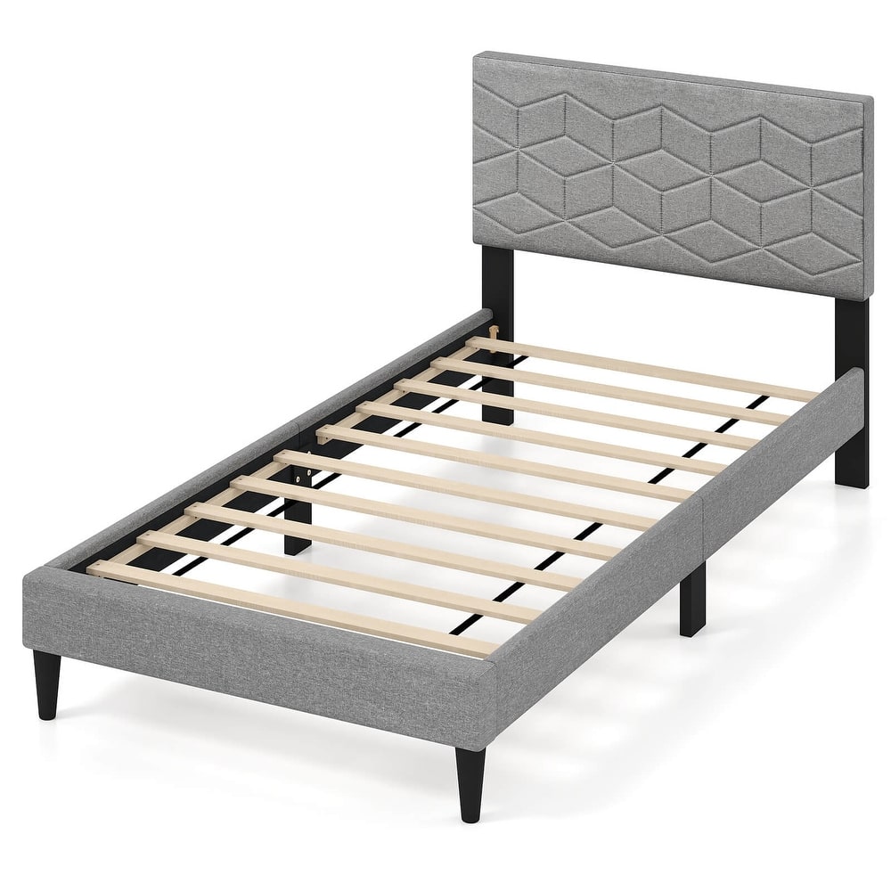 Costway Twin/Full/Queen Size Bed Frame with Linen Fabric Upholstered