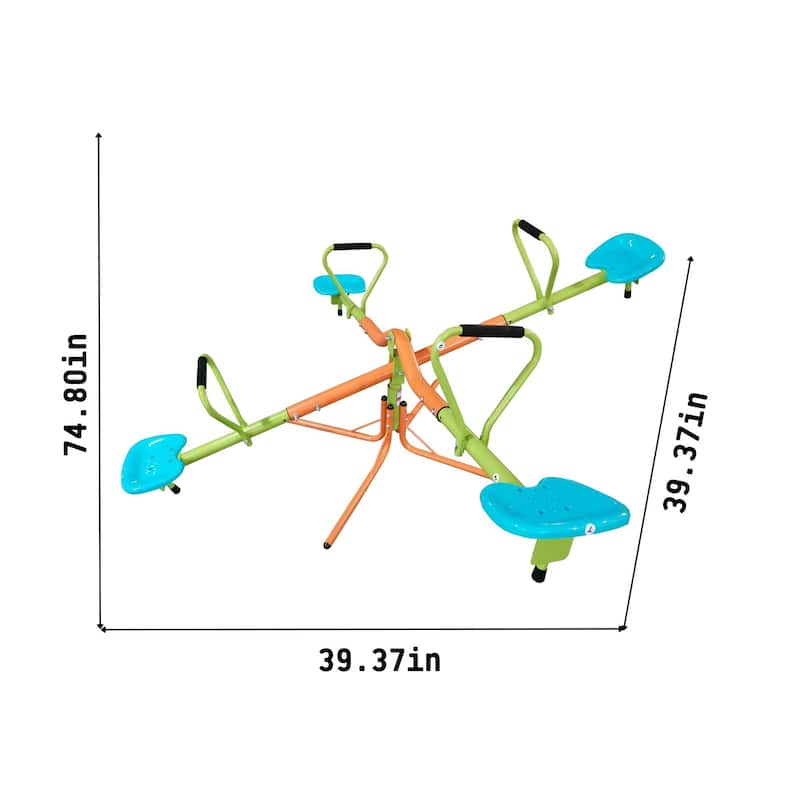 outdoor playground four seats seesaw for kids 360 degree rotating sturdy plastic seat seesaw for kids seesaw blue and green