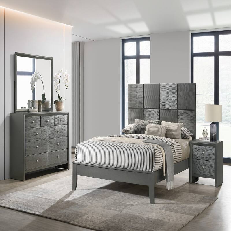 1pc Contemporary Modern 2-Drawer Nightstand Round Knobs