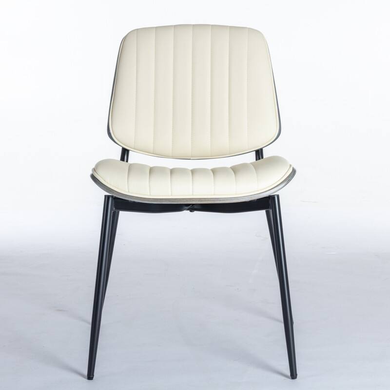 Mid Century Modern Faux Leather Dining Chairs Set of 2 with Metal Legs