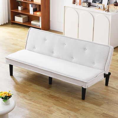 This 66-inch corduroy sofa bed can switch between the two comfortable forms