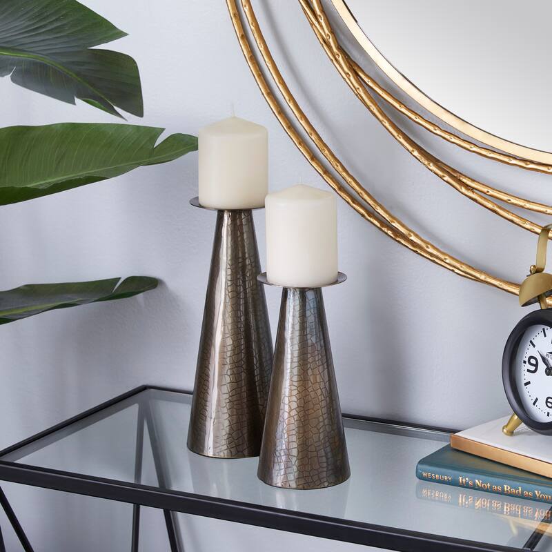 Stainless Steel Glam Candle Holder (Set of 2) - S/2 8.75", 11"H