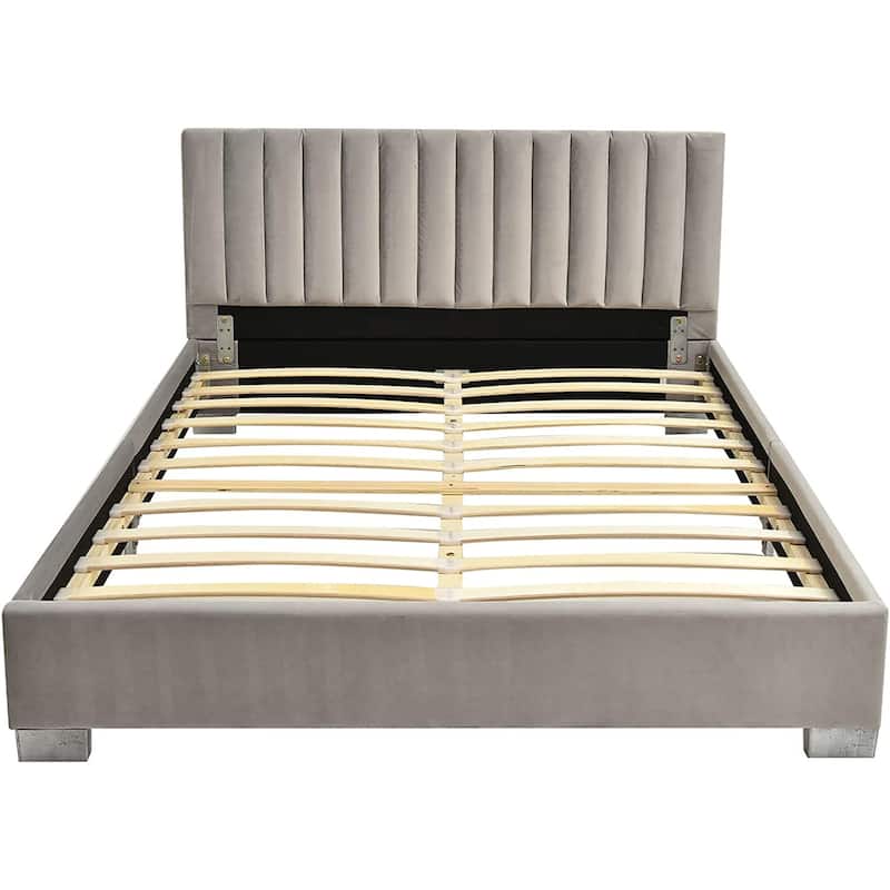 Costway Upholstered Bed Frame Full Size Modern Platform Bed with