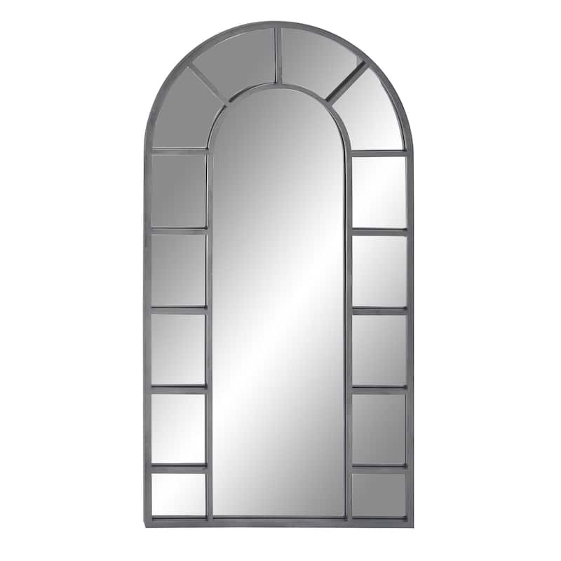 Black or Gold Metal Window Pane Inspired Room Wall Mirror with Arched Top
