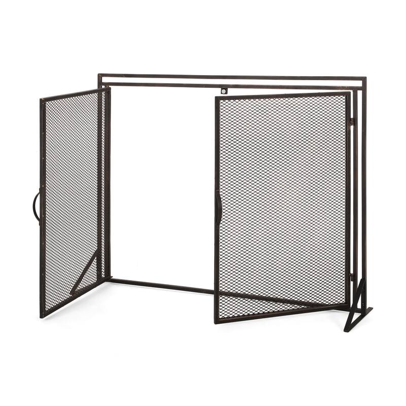 Anmytek Metal Fireplace Screen with Double Access Doors