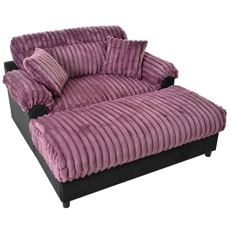 Luxury Cloud Chaise Lounge Sofa with 2 Plush Throw Pillows by Harper&Bright Designs