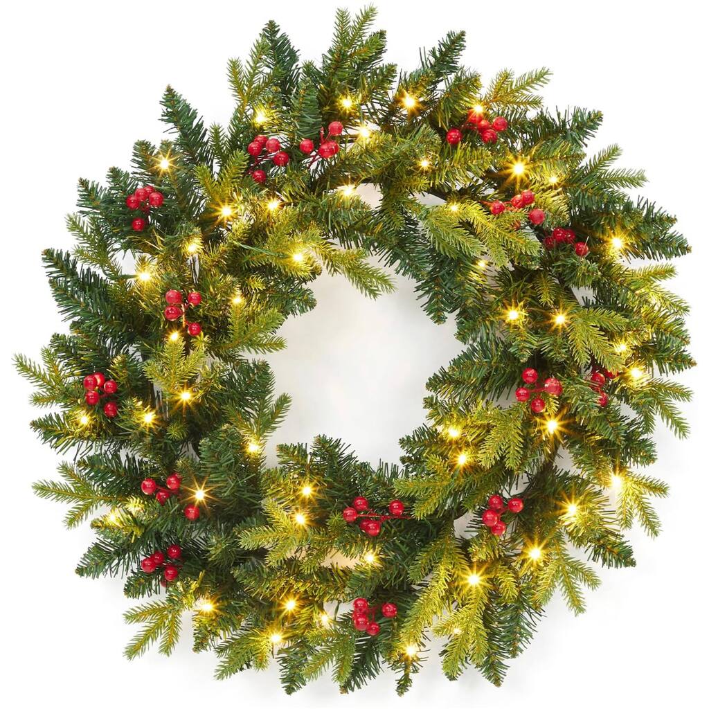 24 Inch Christmas Wreath for Entryway, Window, Wall, Hallway