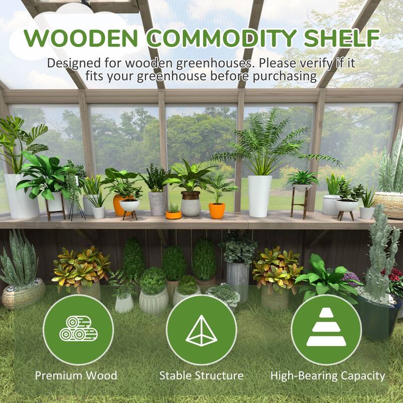 VEIKOUS Wooden Greenhouse Shelves, Heavy-Duty Storage Shelving for Wooden Greenhouses, 5 Available Sizes