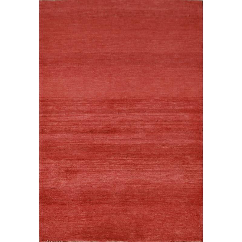 Modern Red Gabbeh Oriental Rug Handmade Wool Carpet - 3'4" x 5'0"