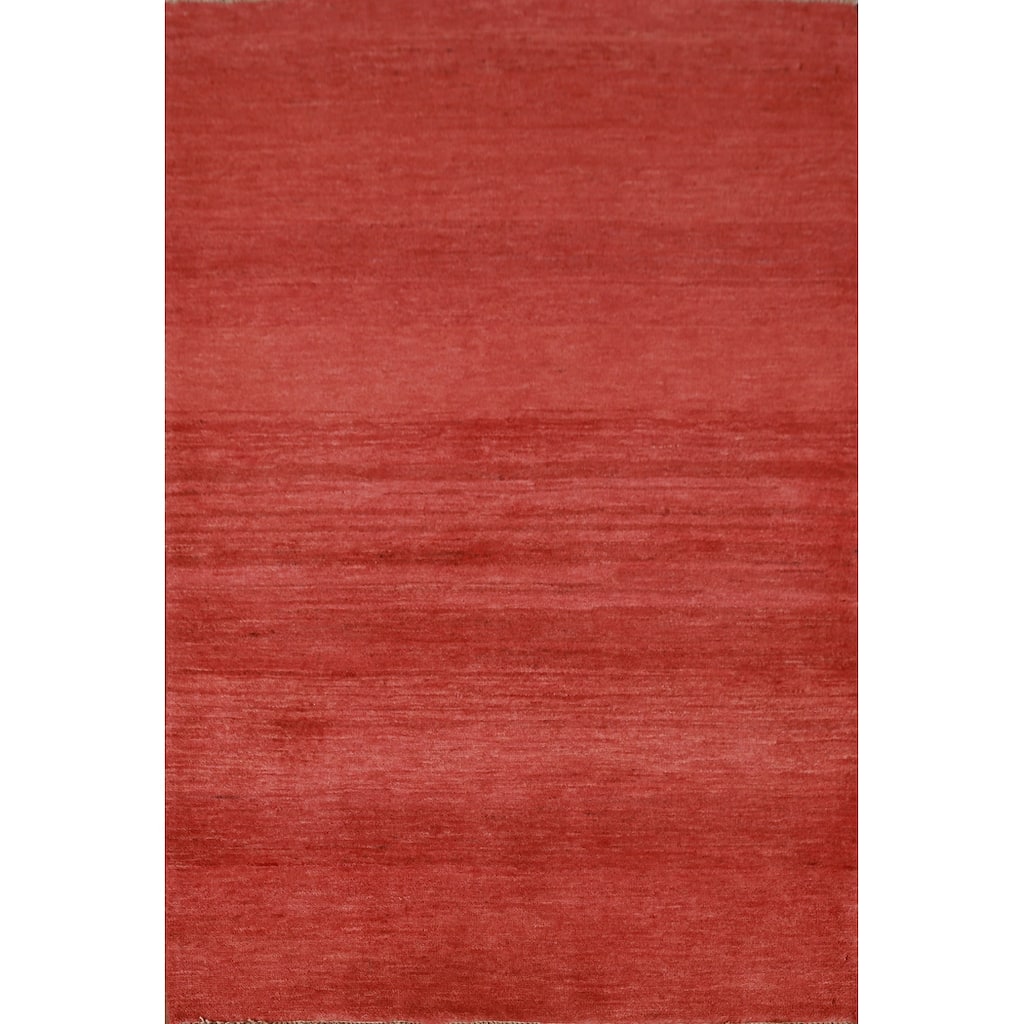 Modern Red Gabbeh Oriental Rug Handmade Wool Carpet - 3'4" x 5'0"