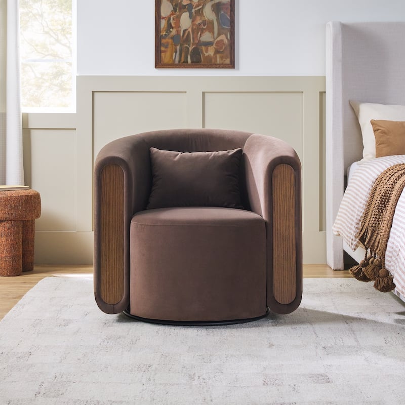 Modern Upholstered Swivel Barrel Accent Chair