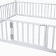 preview thumbnail 10 of 12, White Twin Size Metal House Bed with Fence, Roof and Door for Kids, Boys and Girls, Bedroom