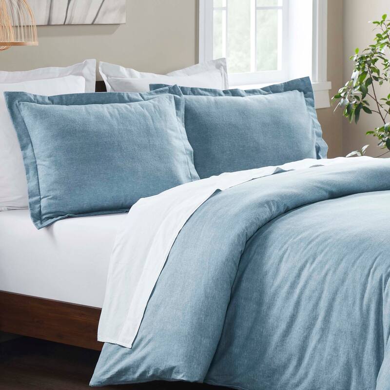 Superior Melange Flannel Cotton Two-Toned Brushed Duvet Cover Set