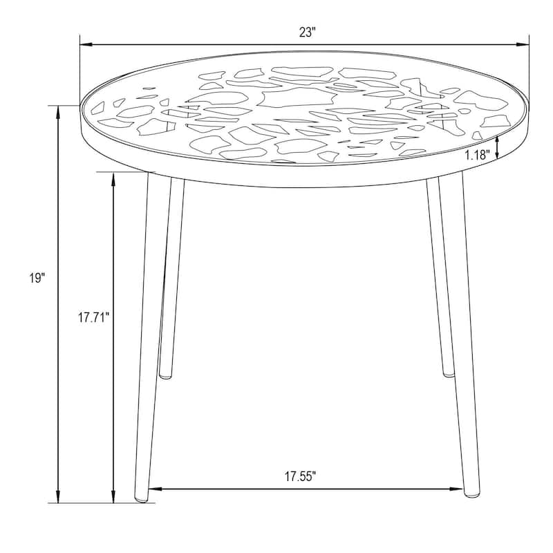 LeisureMod Devon Round Glass Top Aluminum Base Outdoor Side Table - 23 x 23