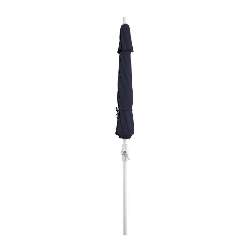 California Umbrella 9' Rd Golden State Series Patio Umbrella White Aluminum Frame Crank Lift Collar Tilt Olefin Royal Blue