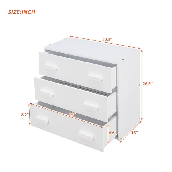 dimension image slide 0 of 6, Wood Loft Bed with Ladder, Drawers and Safe Guardrail, Maximized Storage Space, Twin Size