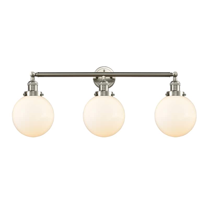 Innovations Lighting Beacon 3 Light 32" Wide Bathroom Vanity Light - Brushed Satin Nickel / Matte White