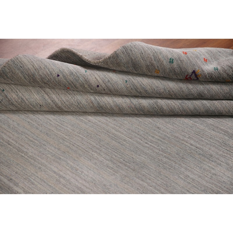 Stripe / Tribal Gabbeh Oriental Area Rug Handmade Silk Carpet - 9'2" x 11'6"
