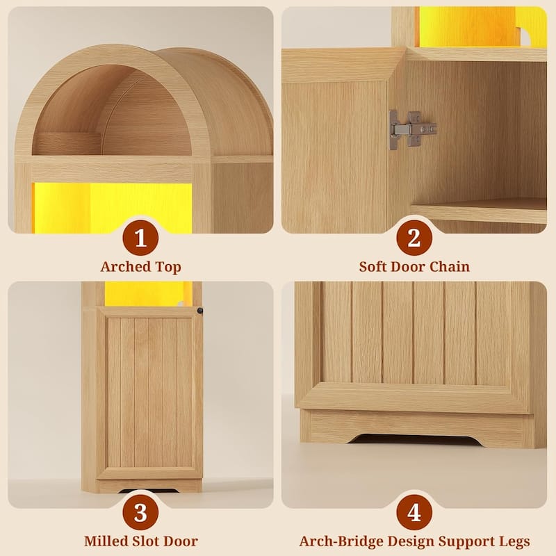 Tall Arched Cabinet Bookcase Storage Bookshelf Door Bathroom Storage Cabinet