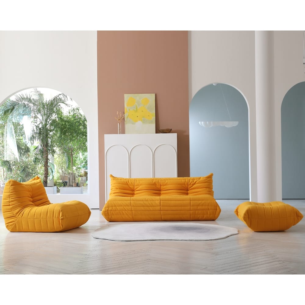 Soft Bean Bag Chair with Ottoman,Sponge Filling Lazy Sofa Floor Couch