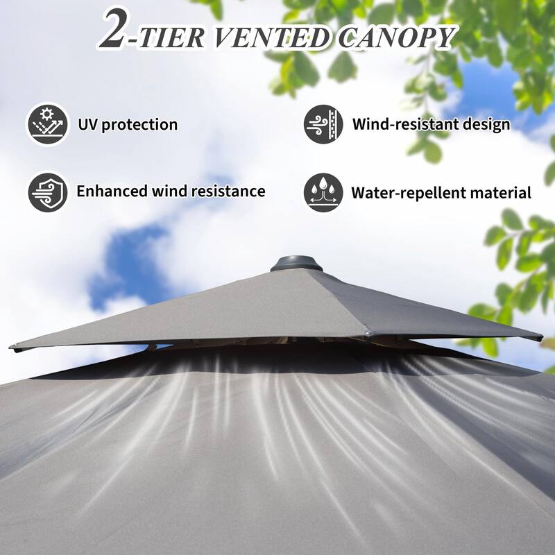 Aluminum Patio Umbrella - 360° Rotation, Hydraulic Lift