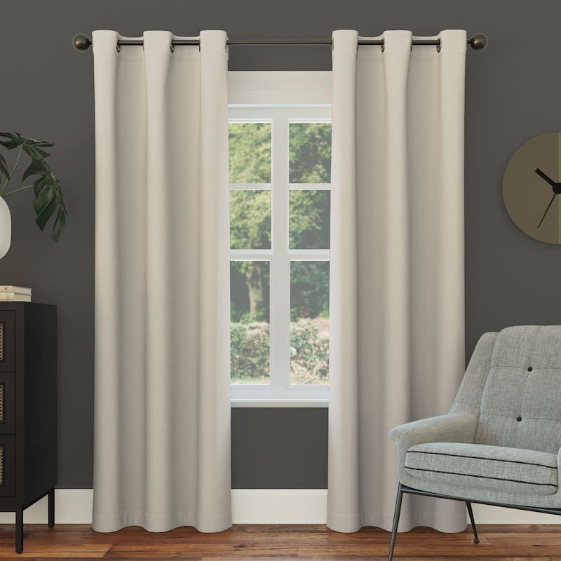 Sun Zero Saxon Energy Saving Blackout Grommet Curtain Panel, Single Panel - 40" x 108" - Pearl