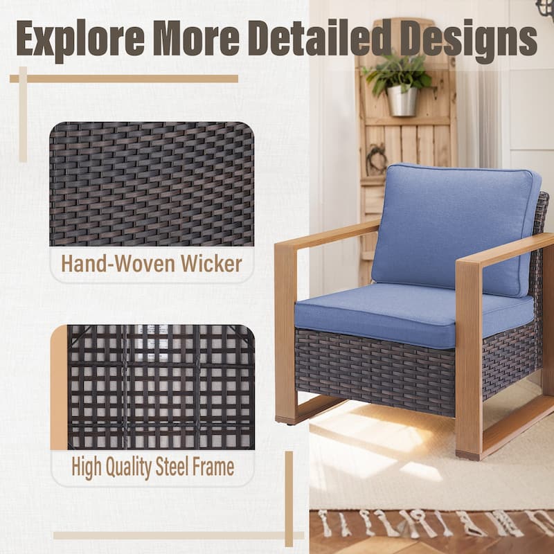 Gymojoy Patio Chairs Set of 4 All-Weather Rattan Chair - Brown