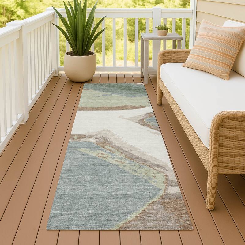 Machine Washable Indoor/ Outdoor Modern Cheney Chantille Rug - Ivory - 2'3" x 7'6"