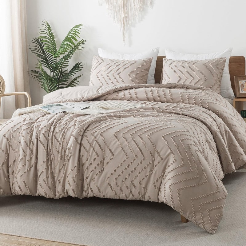 3 Pieces Chevron Tufted Vintage Comforter Sets On Sale Bed Bath