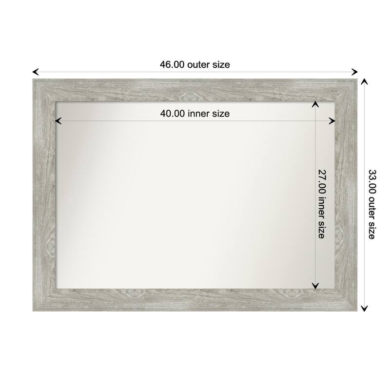 Dove Greywash Framed Non-Beveled Custom Wall Mirror, Bathroom Vanity Mirror - Outer Size: 46 x 33