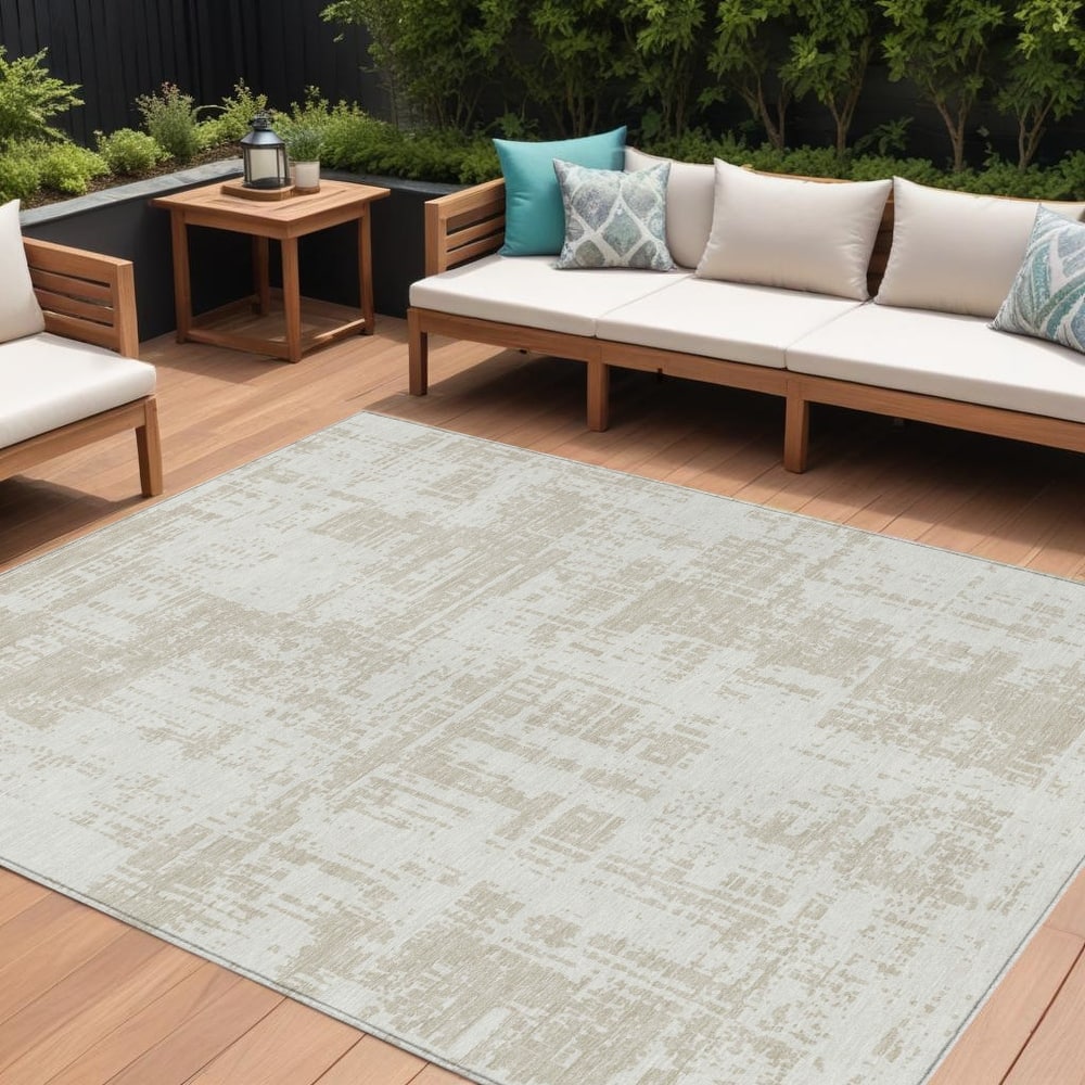 HomeRoots Abstract Transitional Rectangle Outdoor Rug